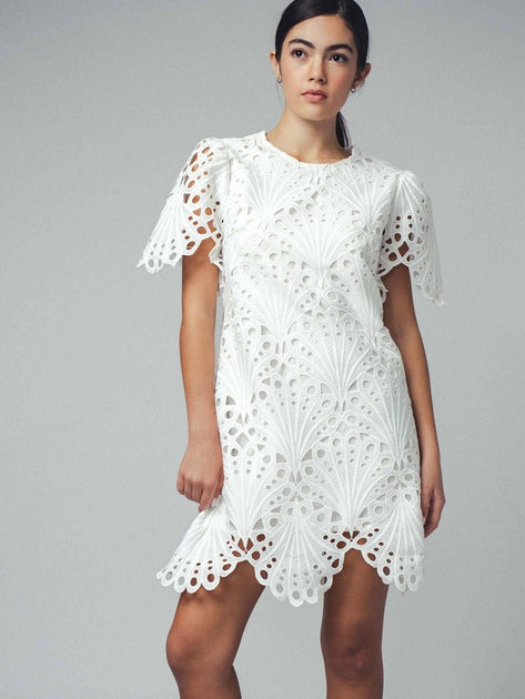 seashell lace dress PatBo Beaded Seashell Cutout Maxi Dress
