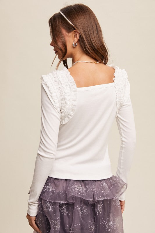 Nancy Ruffle Accent Top