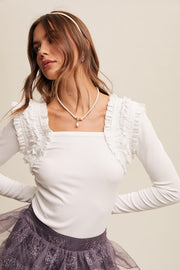 Nancy Ruffle Accent Top