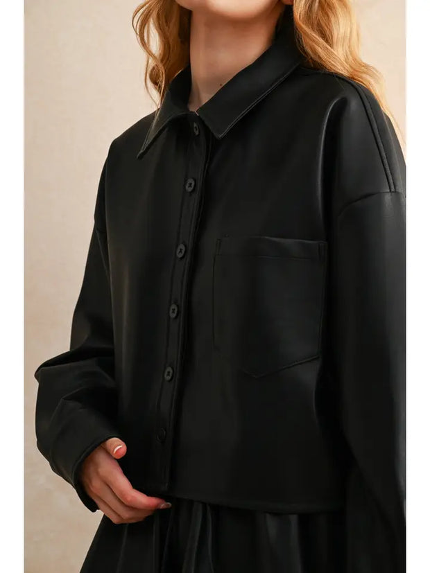 Lany Leather Button Up