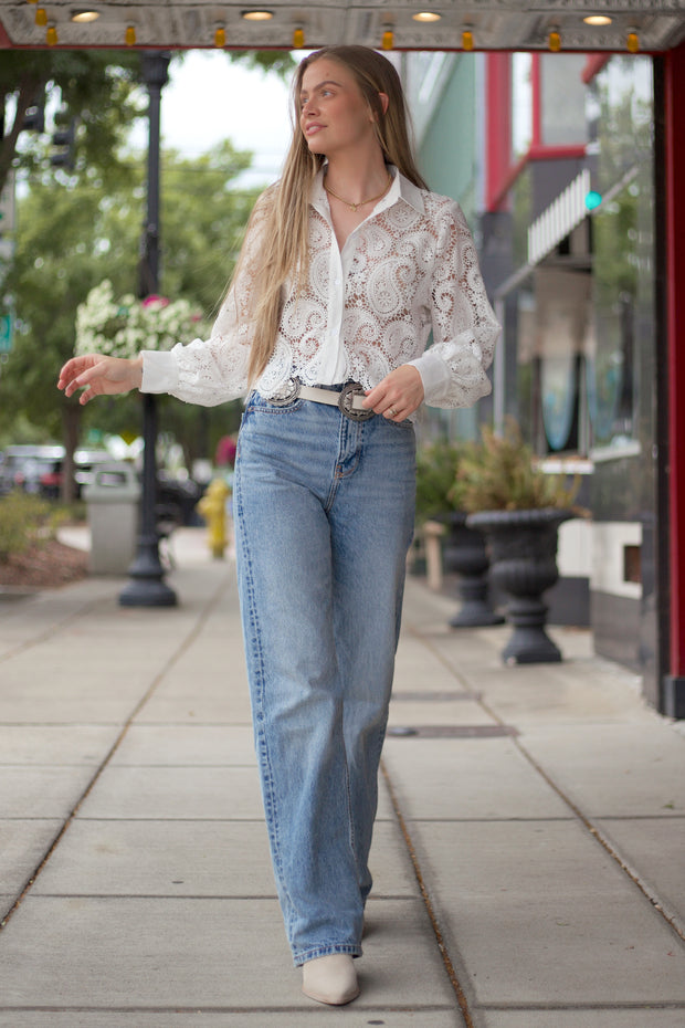 Lacey Button Up Top